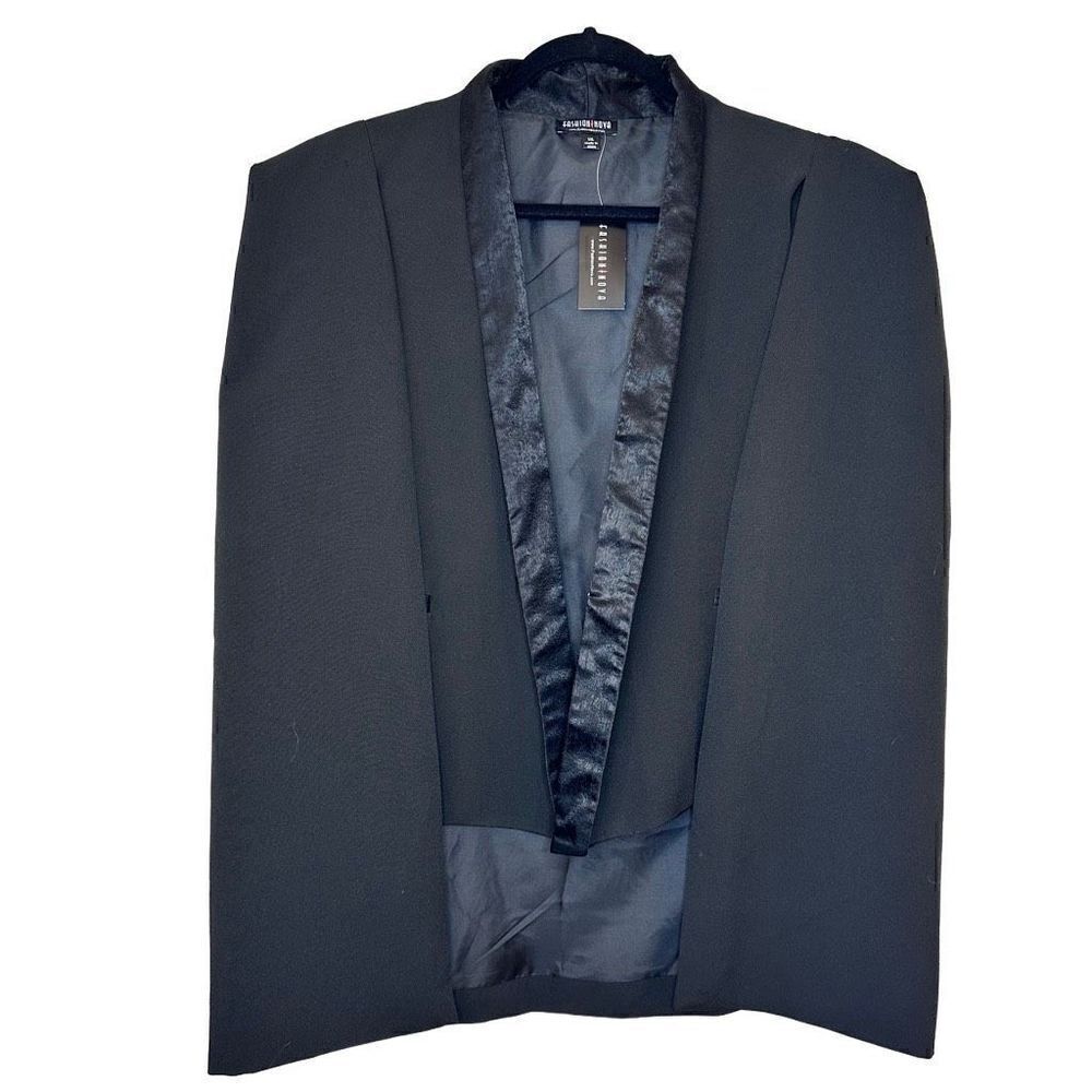 NWT Fashion Nova Vinedo Cape Blazer Black Plus Size 1X